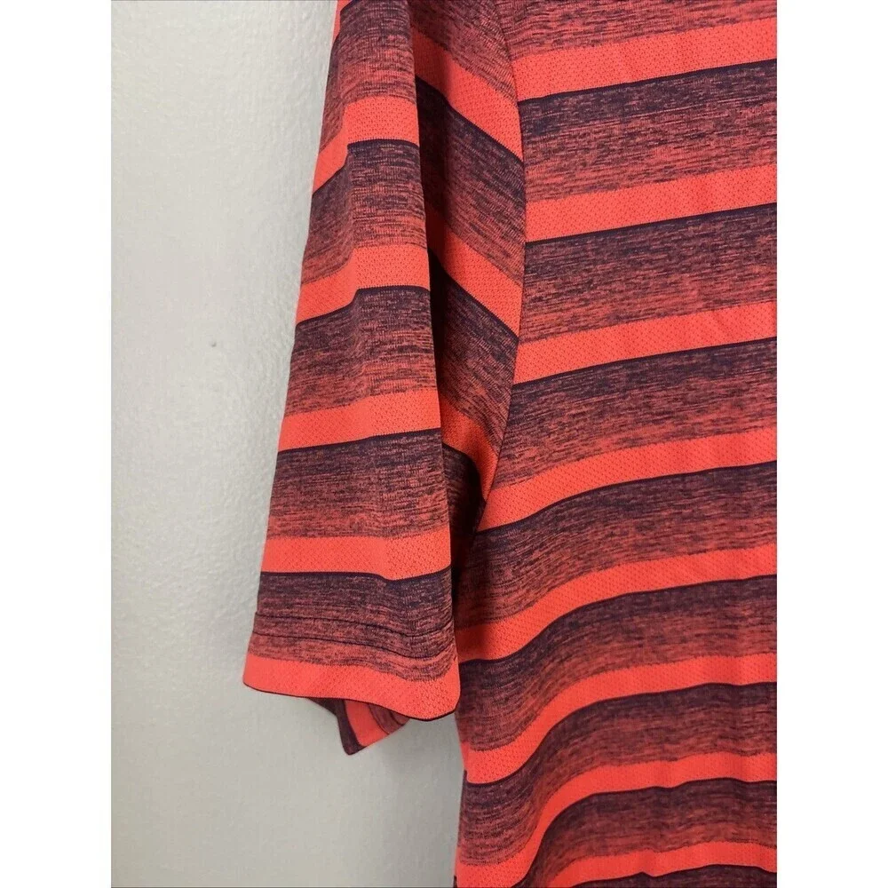 Adidas Men’s Medium Red Polo Shirt Short Sleeve Black Stripes